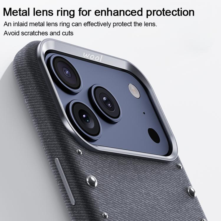 For iPhone 16 Rivet Series Denim Texture Full Coverage Magnetic Phone Case
