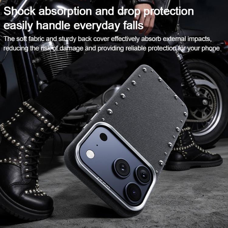 For iPhone 16 Plus Rivet Series Denim Texture Full Coverage Magnetic Phone Case