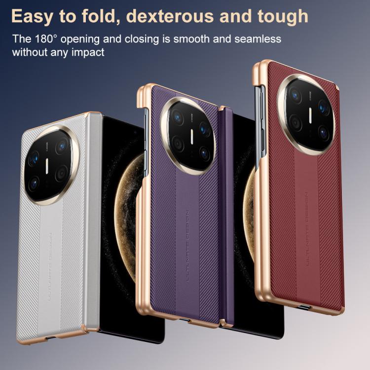 For Huawei Mate X6 Twill Texture Magnetic Vegan Leather Dual-axis Phone Case