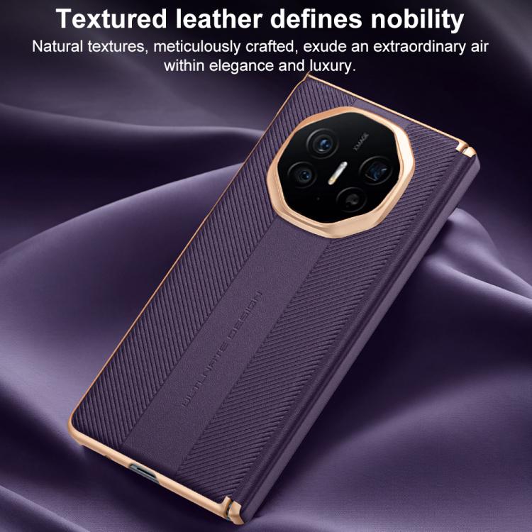 For Huawei Mate X6 Twill Texture Magnetic Vegan Leather Dual-axis Phone Case