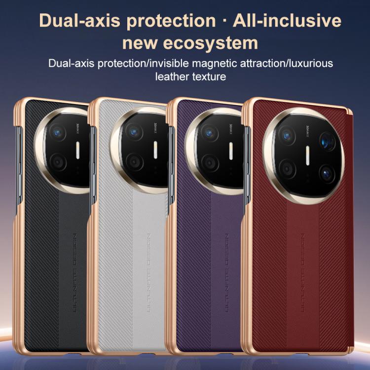 For Huawei Mate X6 Twill Texture Magnetic Vegan Leather Dual-axis Phone Case