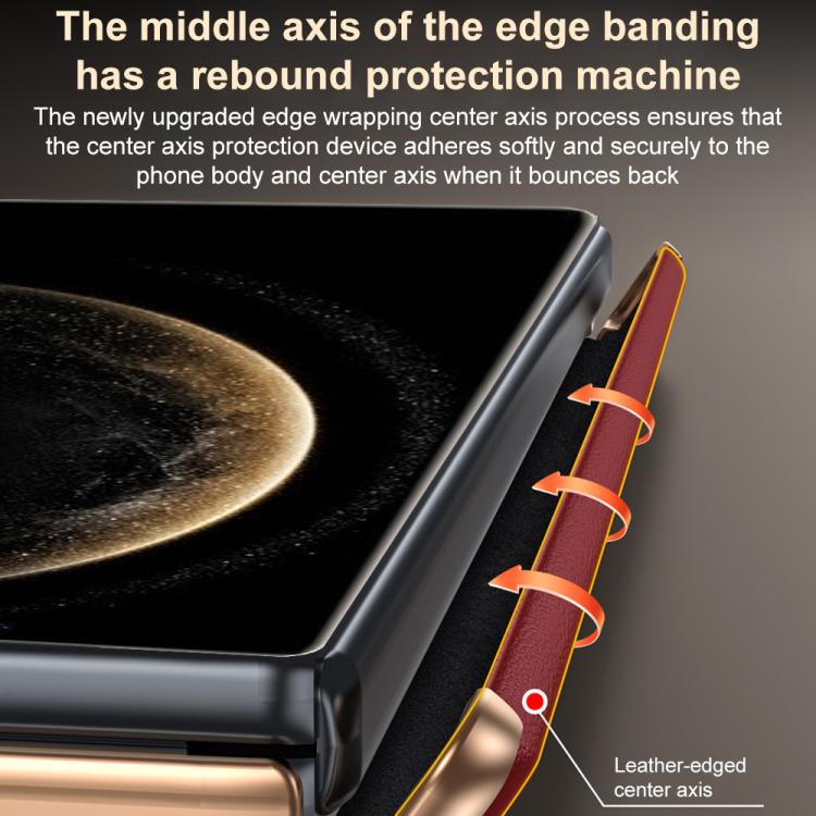 For Huawei Mate X6 Twill Texture Magnetic Vegan Leather Dual-axis Phone Case
