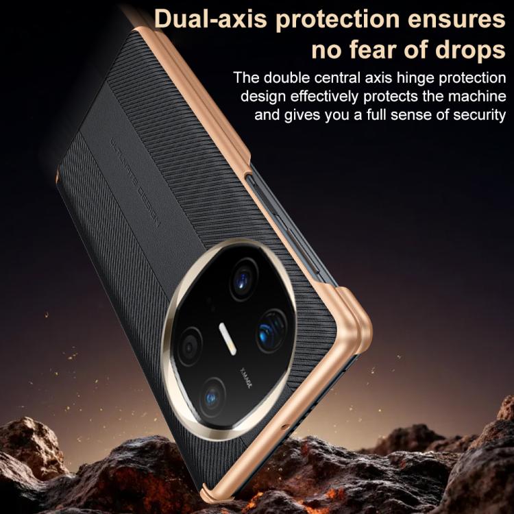 For Huawei Mate X6 Twill Texture Magnetic Vegan Leather Dual-axis Phone Case