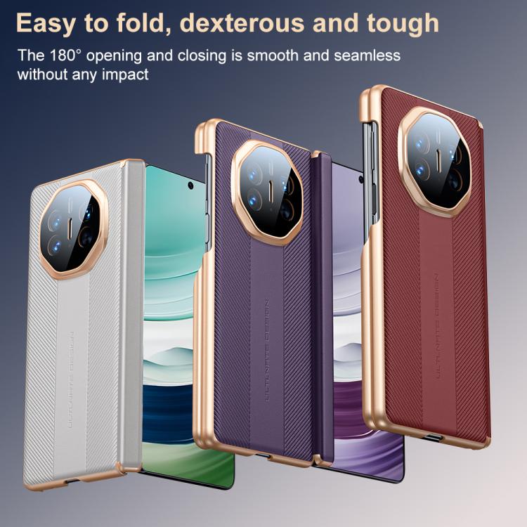For Huawei Mate X5 Twill Texture Magnetic Vegan Leather Dual-axis Phone Case