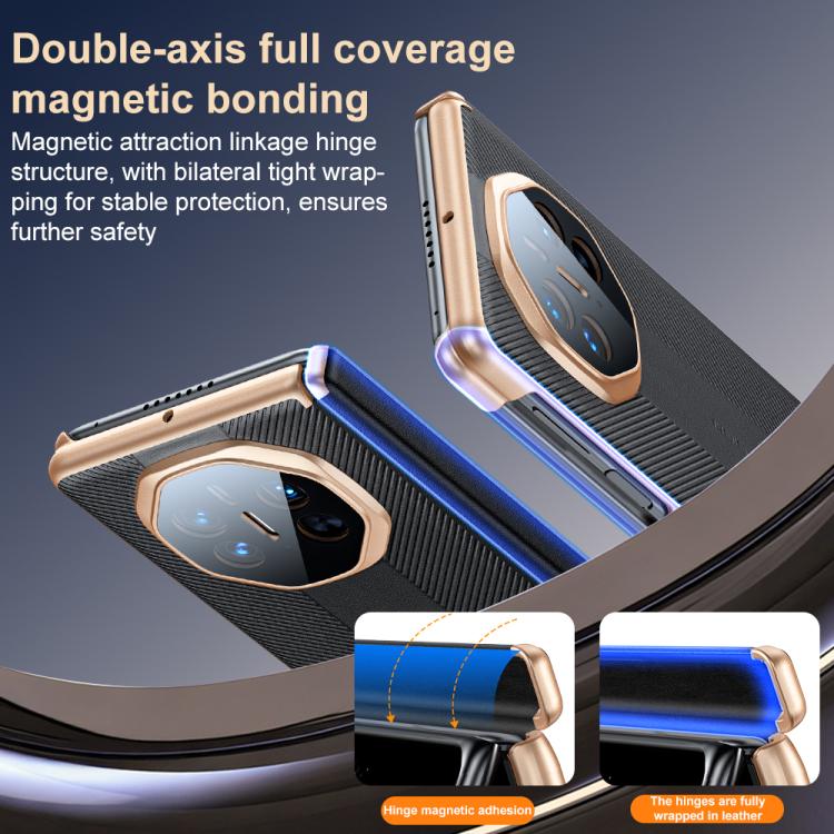 For Huawei Mate X5 Twill Texture Magnetic Vegan Leather Dual-axis Phone Case