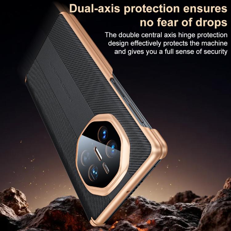 For Huawei Mate X5 Twill Texture Magnetic Vegan Leather Dual-axis Phone Case