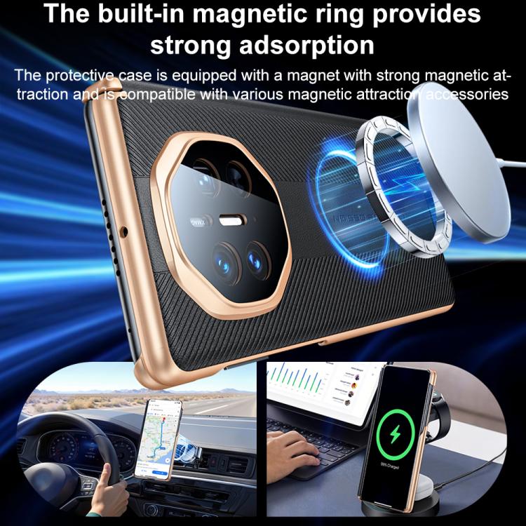 For Huawei Mate X5 Twill Texture Magnetic Vegan Leather Dual-axis Phone Case