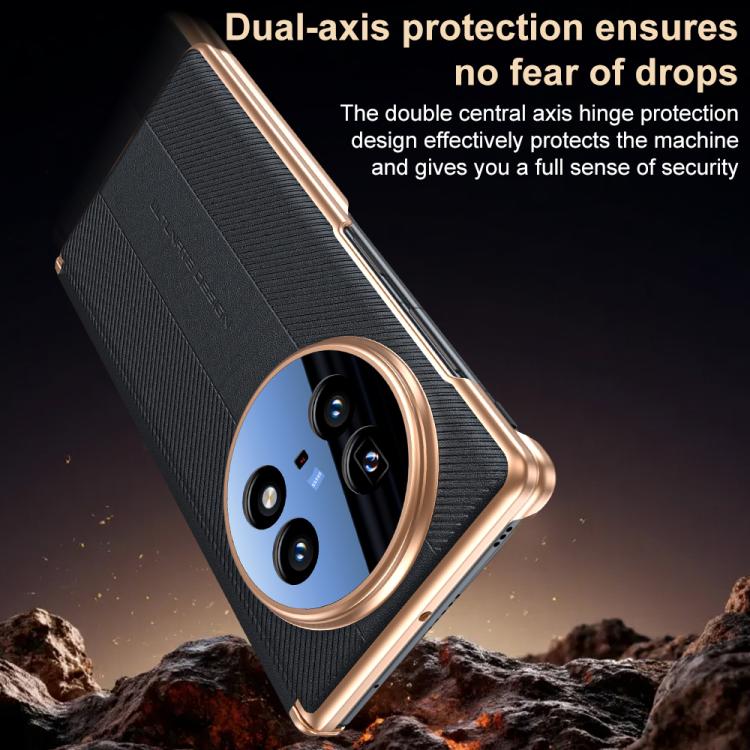 For vivo X Fold5 Twill Texture Magnetic Vegan Leather Dual-axis Phone Case