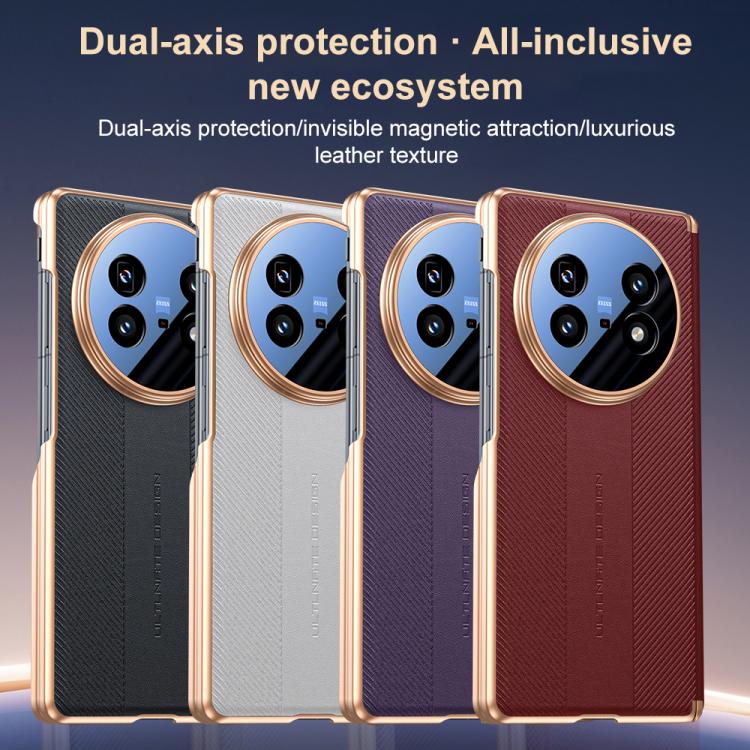For vivo X Fold5 Twill Texture Magnetic Vegan Leather Dual-axis Phone Case