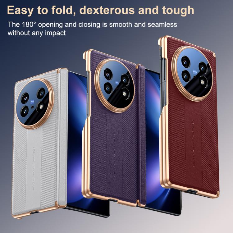 For vivo X Fold5 Twill Texture Magnetic Vegan Leather Dual-axis Phone Case