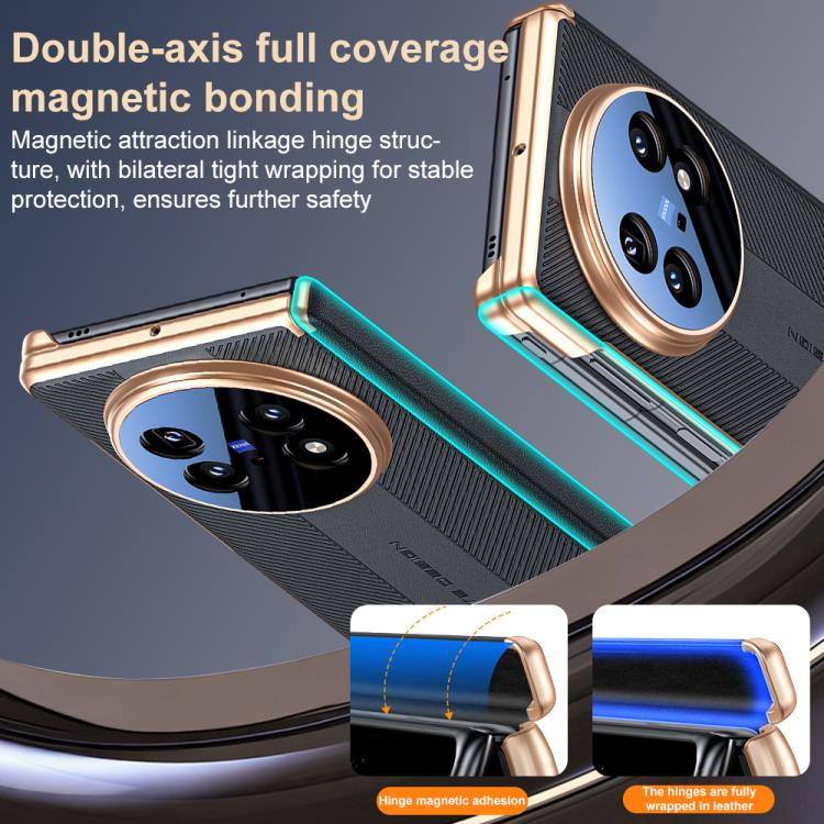 For vivo X Fold5 Twill Texture Magnetic Vegan Leather Dual-axis Phone Case