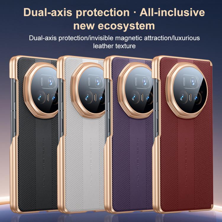 For Honor Magic V5 Twill Texture Magnetic Vegan Leather Dual-axis Phone Case