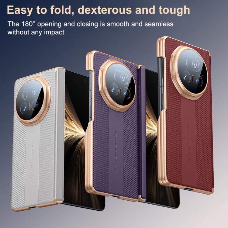 For Honor Magic V5 Twill Texture Magnetic Vegan Leather Dual-axis Phone Case