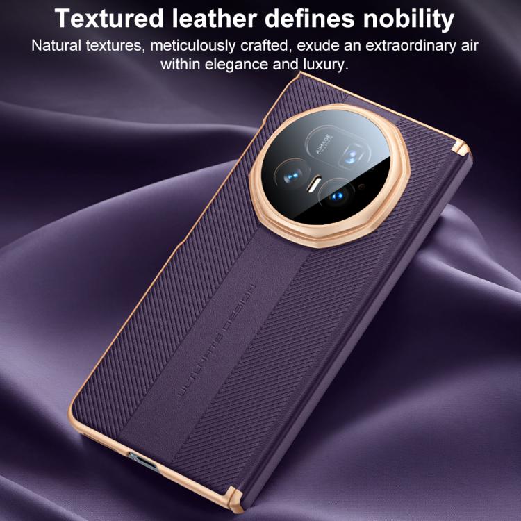 For Honor Magic V5 Twill Texture Magnetic Vegan Leather Dual-axis Phone Case