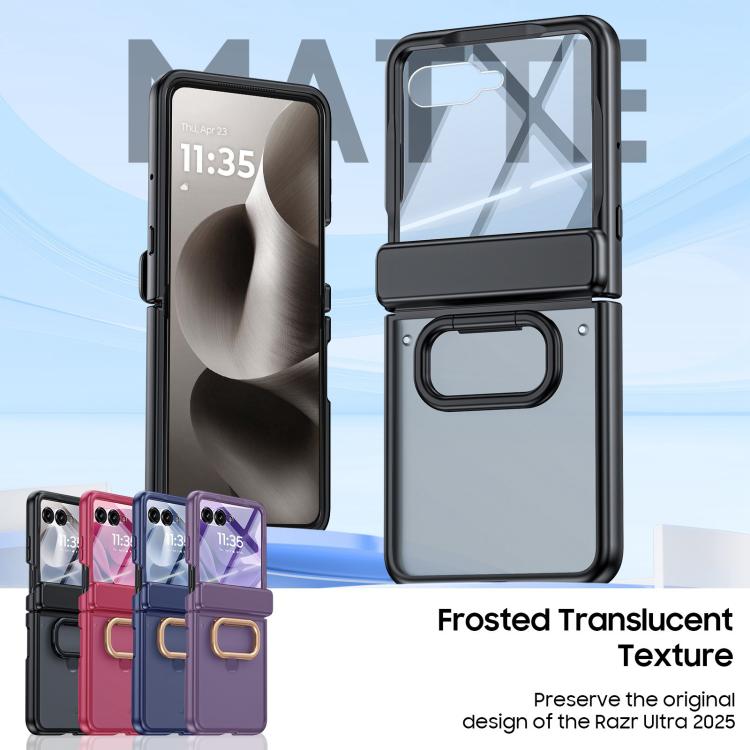 For Motorola Razr 50 Ultra Integrated Matte Skin Feel Phone Case with Ring Holder