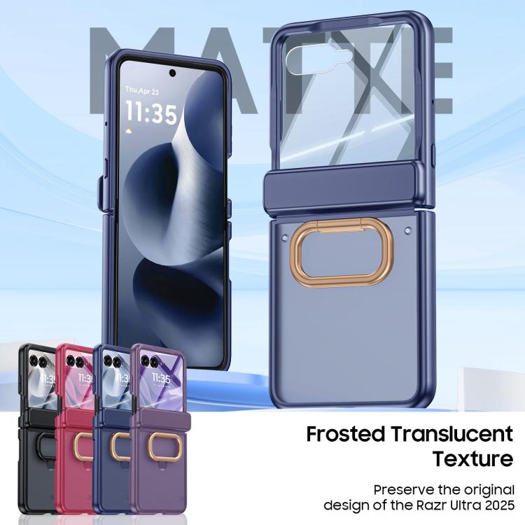 For Motorola Razr 50 Ultra Integrated Matte Skin Feel Phone Case with Ring Holder