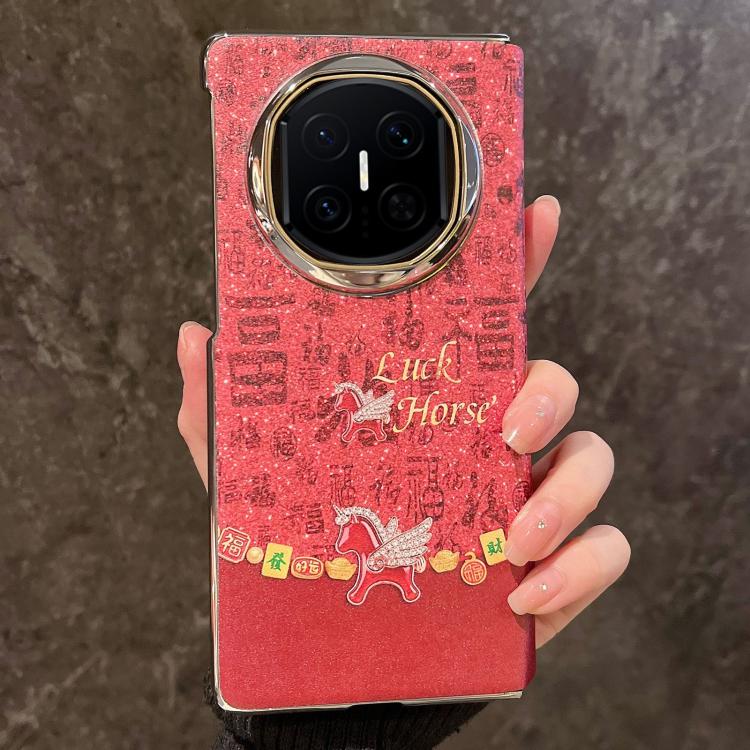 For Huawei Mate X7 Solid Color Electroplated Edge Vegan Leather Phone Case