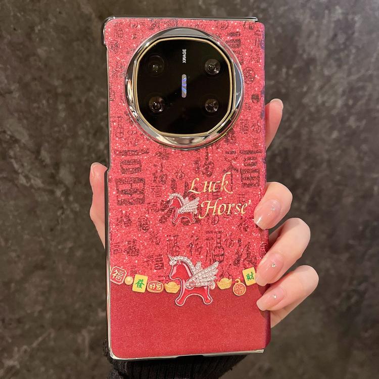For Huawei Mate X6 Solid Color Electroplated Edge Vegan Leather Phone Case