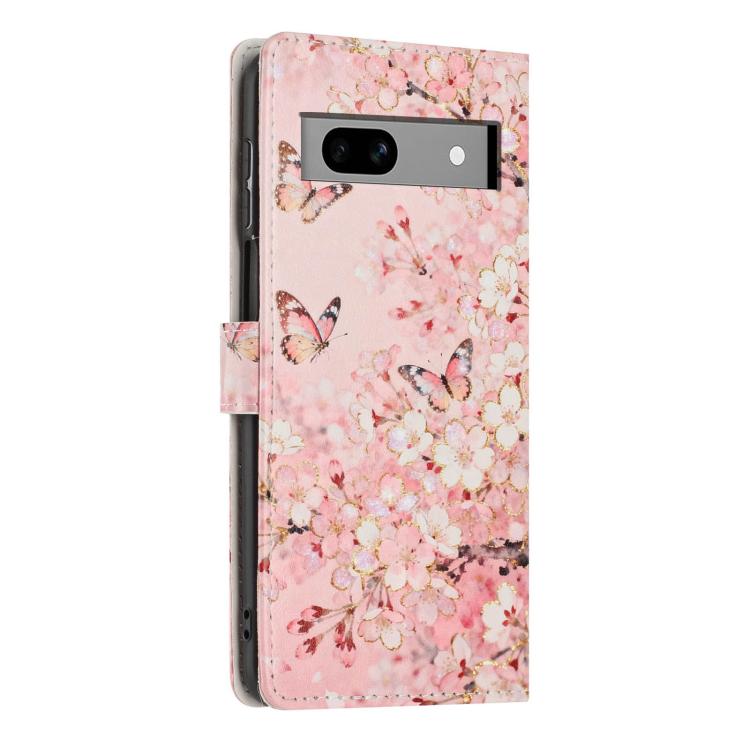 For Google Pixel 7a Colorful Painting Vegan Leather Phone Case with Lanyard