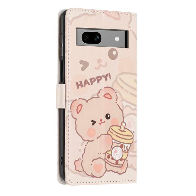 For Google Pixel 7a Colorful Painting Vegan Leather Phone Case with Lanyard