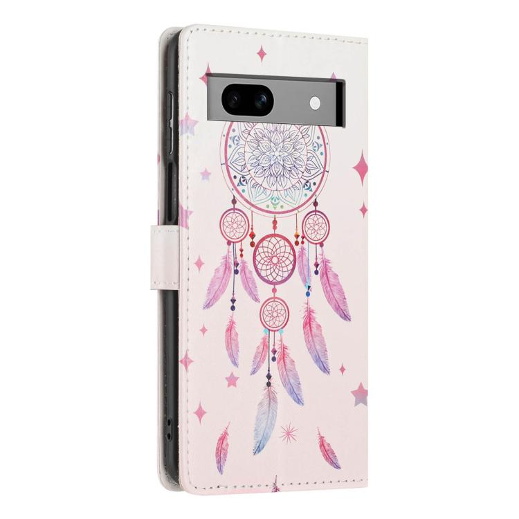 For Google Pixel 7a Colorful Painting Vegan Leather Phone Case with Lanyard