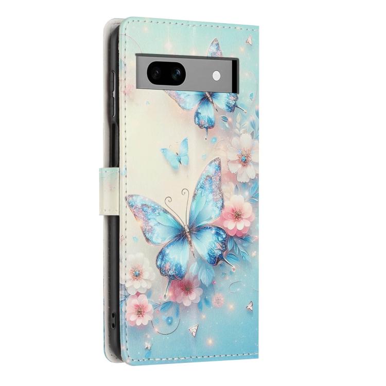 For Google Pixel 7a Colorful Painting Vegan Leather Phone Case with Lanyard