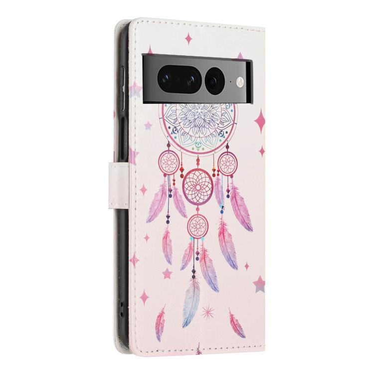 For Google Pixel 7 Pro 5G Colorful Painting Vegan Leather Phone Case with Lanyard