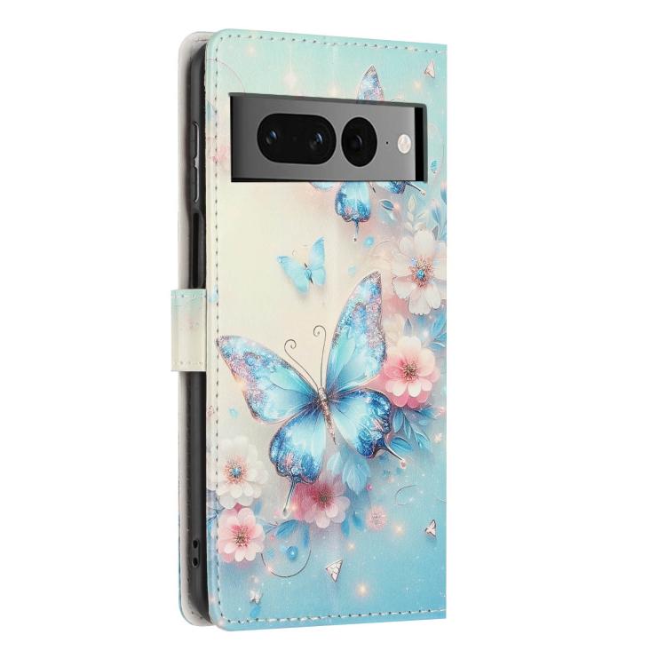 For Google Pixel 7 Pro 5G Colorful Painting Vegan Leather Phone Case with Lanyard
