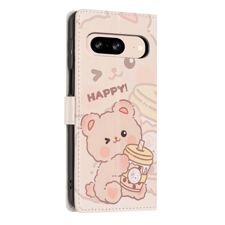 For Google Pixel 8 Colorful Painting Vegan Leather Phone Case with Lanyard