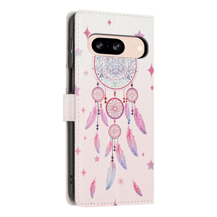 For Google Pixel 8 Colorful Painting Vegan Leather Phone Case with Lanyard