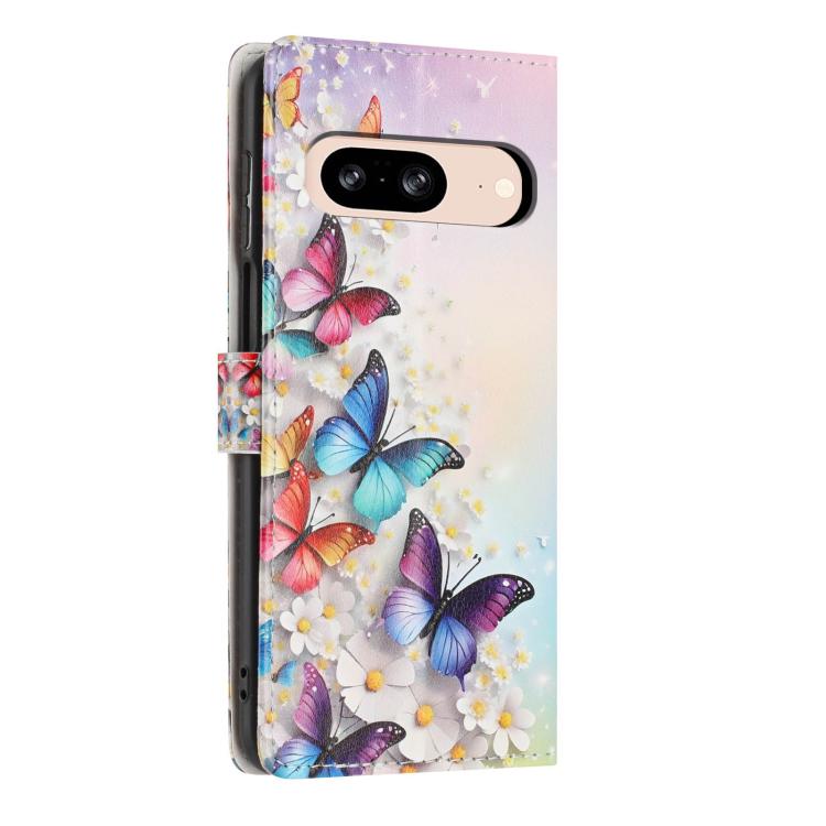 For Google Pixel 8 Colorful Painting Vegan Leather Phone Case with Lanyard