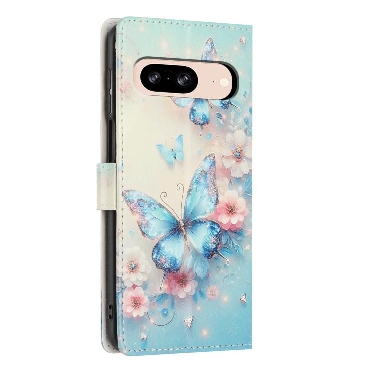 For Google Pixel 8 Colorful Painting Vegan Leather Phone Case with Lanyard