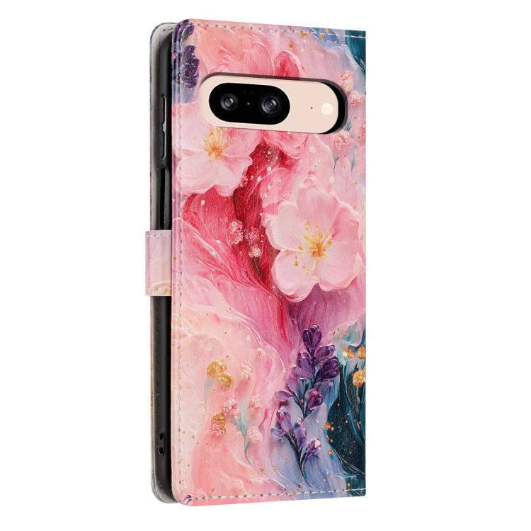For Google Pixel 8 Colorful Painting Vegan Leather Phone Case with Lanyard