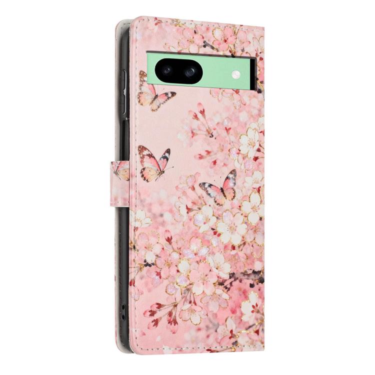 For Google Pixel 8a Colorful Painting Vegan Leather Phone Case with Lanyard