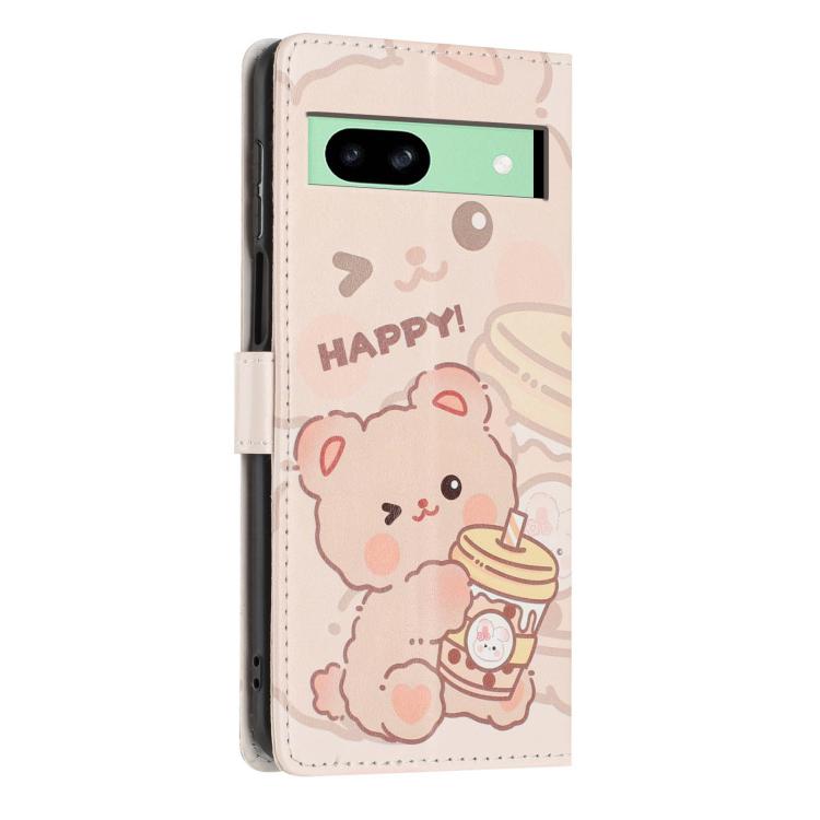 For Google Pixel 8a Colorful Painting Vegan Leather Phone Case with Lanyard