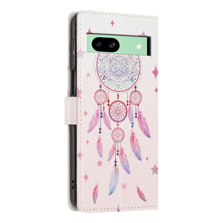 For Google Pixel 8a Colorful Painting Vegan Leather Phone Case with Lanyard
