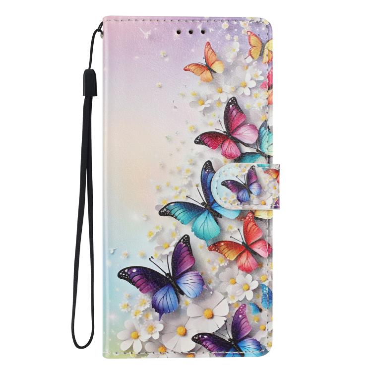 For Google Pixel 8a Colorful Painting Vegan Leather Phone Case with Lanyard
