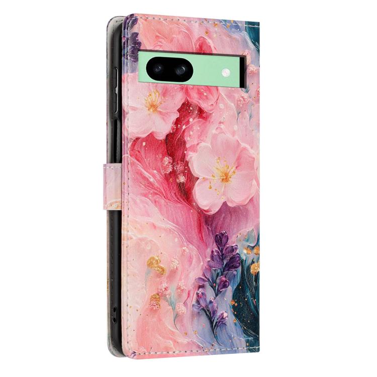 For Google Pixel 8a Colorful Painting Vegan Leather Phone Case with Lanyard