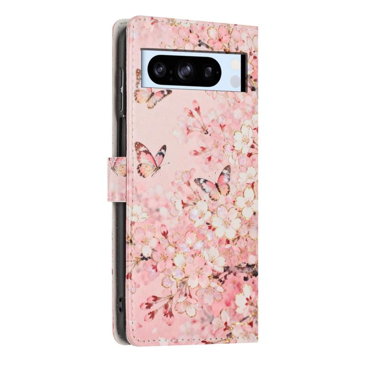 For Google Pixel 8 Pro Colorful Painting Vegan Leather Phone Case with Lanyard