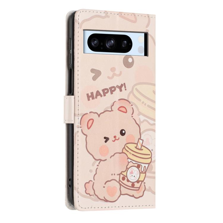 For Google Pixel 8 Pro Colorful Painting Vegan Leather Phone Case with Lanyard