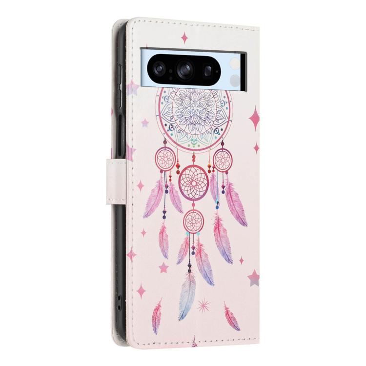 For Google Pixel 8 Pro Colorful Painting Vegan Leather Phone Case with Lanyard