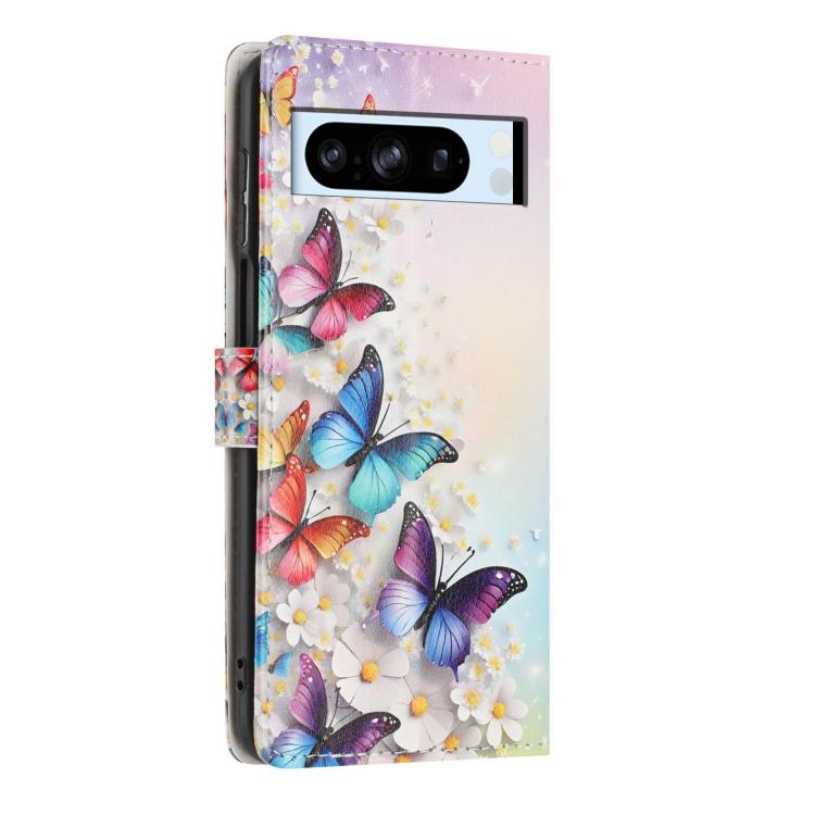 For Google Pixel 8 Pro Colorful Painting Vegan Leather Phone Case with Lanyard