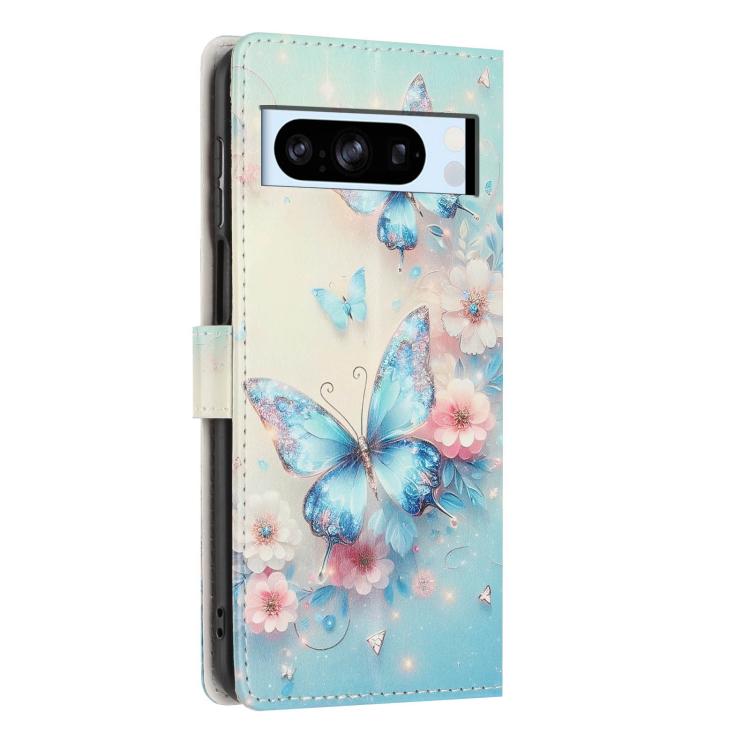 For Google Pixel 8 Pro Colorful Painting Vegan Leather Phone Case with Lanyard