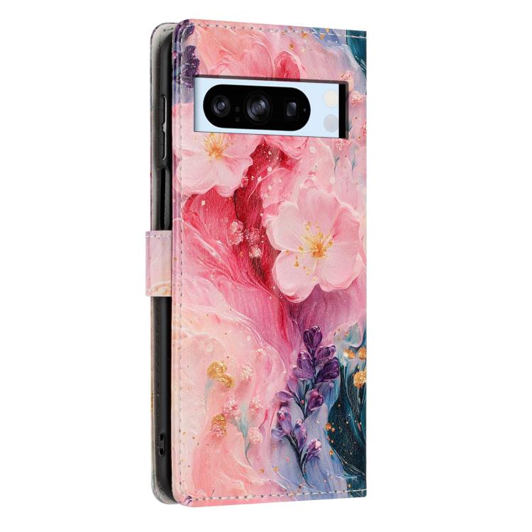 For Google Pixel 8 Pro Colorful Painting Vegan Leather Phone Case with Lanyard