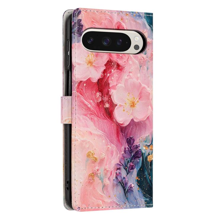 For Google Pixel 9 / Pixel 9 Pro Colorful Painting Vegan Leather Phone Case with Lanyard