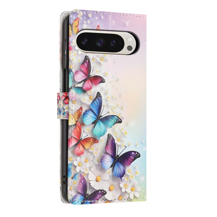 For Google Pixel 9 Pro XL Colorful Painting Vegan Leather Phone Case with Lanyard