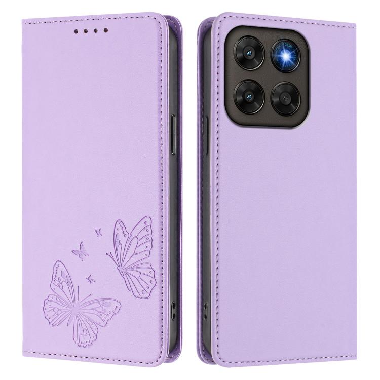 For Motorola Moto G87 / G67 / G77 5G Strong Magnetic Dual Butterfly RFID Vegan Leather Phone Case