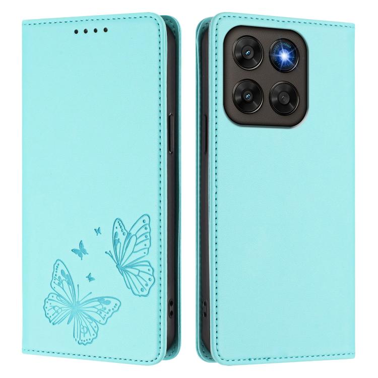 For Motorola Moto G87 / G67 / G77 5G Strong Magnetic Dual Butterfly RFID Vegan Leather Phone Case