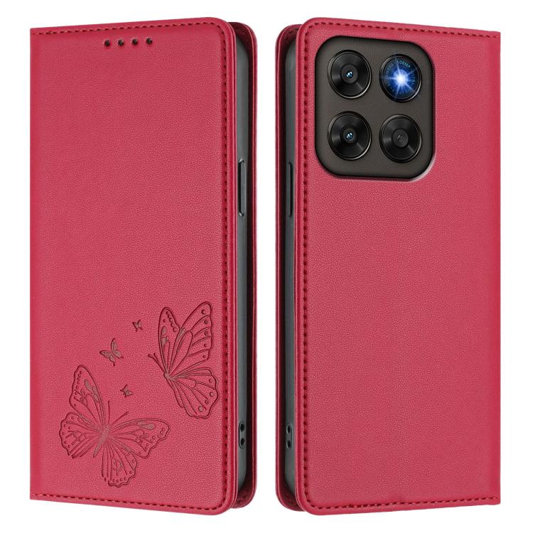 For Motorola Moto G87 / G67 / G77 5G Strong Magnetic Dual Butterfly RFID Vegan Leather Phone Case