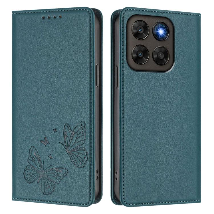 For Motorola Moto G87 / G67 / G77 5G Strong Magnetic Dual Butterfly RFID Vegan Leather Phone Case